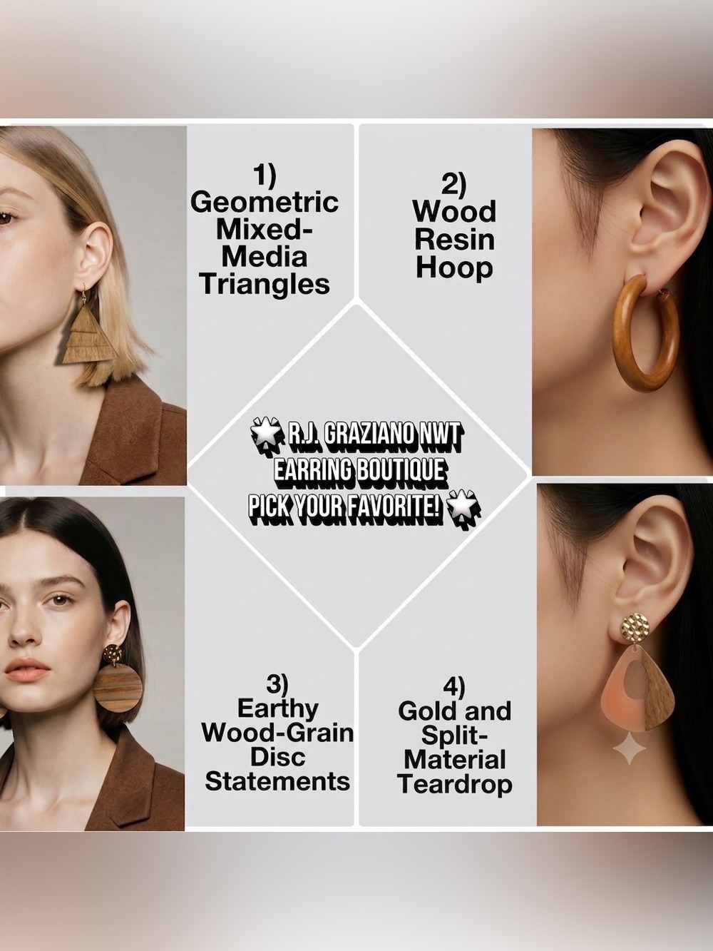 R.J. Graziano NWT Earring Wood & Artisan Collection $28 or Free w’ $50 purchase